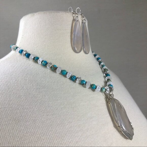 Smoky Chalcedony Necklace & Earring Set - Picture 4 of 7